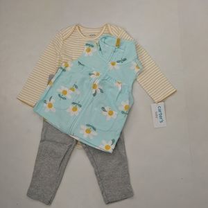 Carter's Baby Outfit 3-Piece Top Pants Bodysuit 12M Toddler NWT